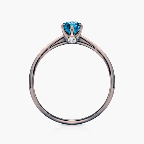 Pierścionek zaręczynowy The Journey: czarne złoto, niebieski diament